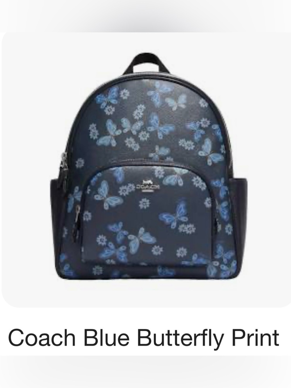 NWT Coach  Blue Butterfly Print backpack